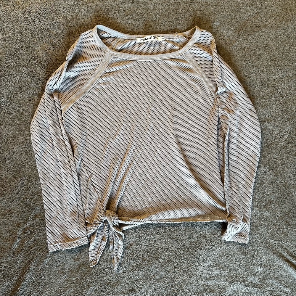 Michael Stars Knit Mesh Tie Front Top